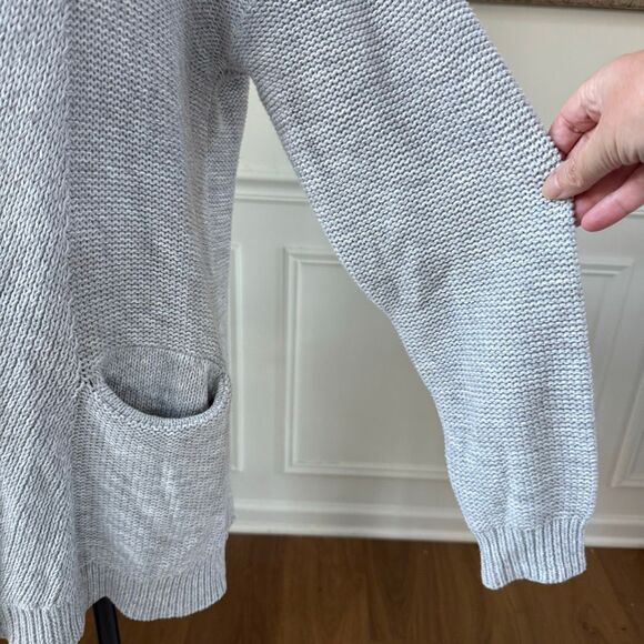 Margaret O'Leary Longline Cardigan Sweater Light Grey Cotton $285 L - Picture 5 of 9